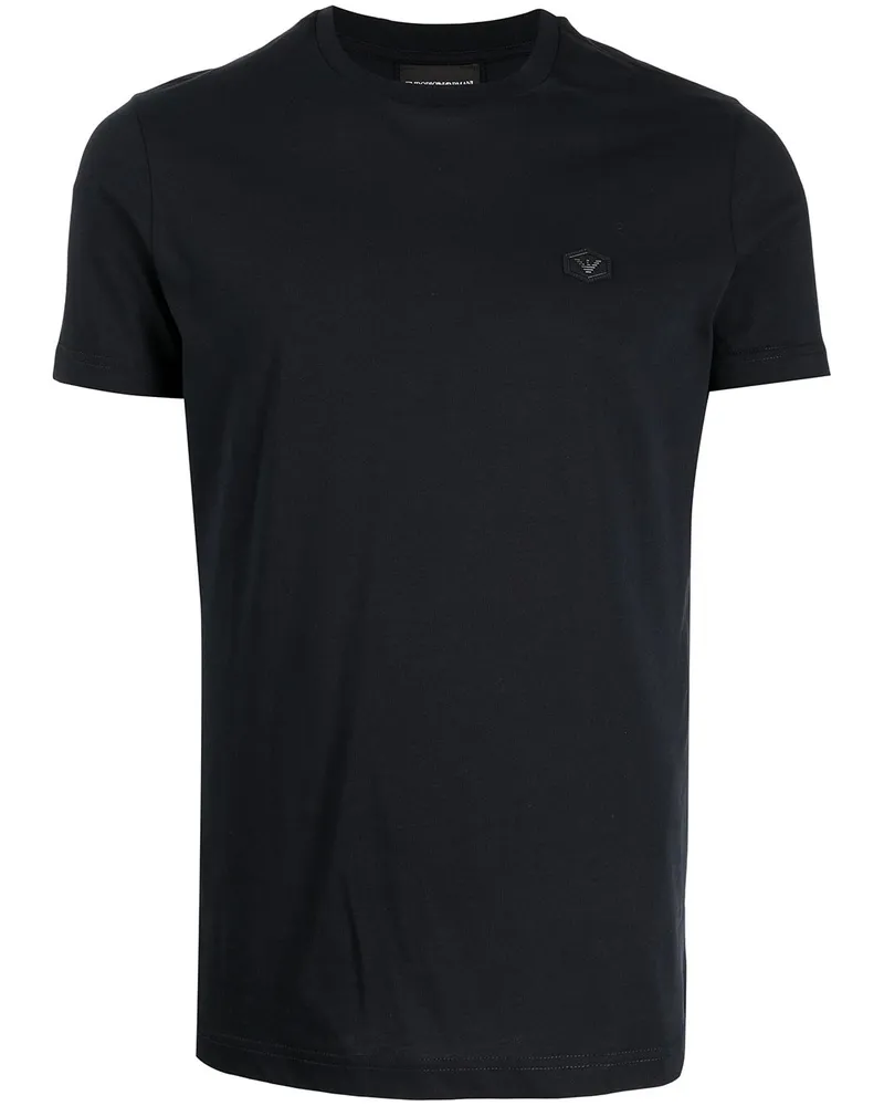 Emporio Armani Logo Baumwoll -T -Shirt Blue