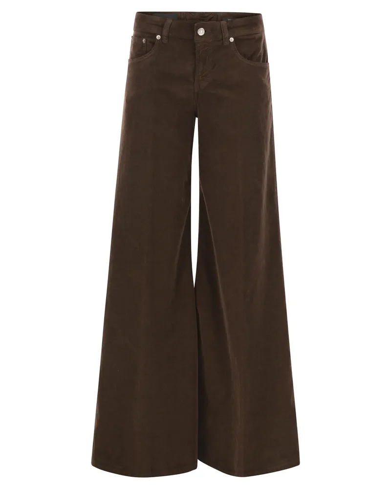 Dondup Marlen Samthose mit weitem Bein Brown