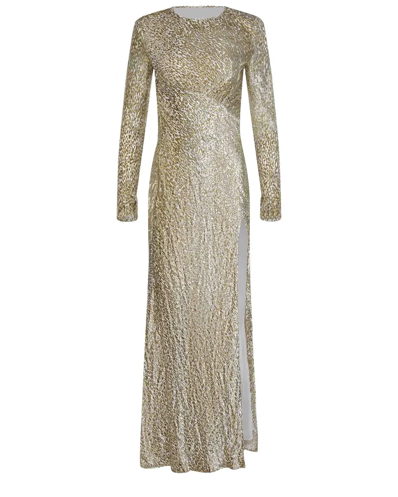 Self-Portrait Selbstporträtkleid aus einer Seidenmischung Golden