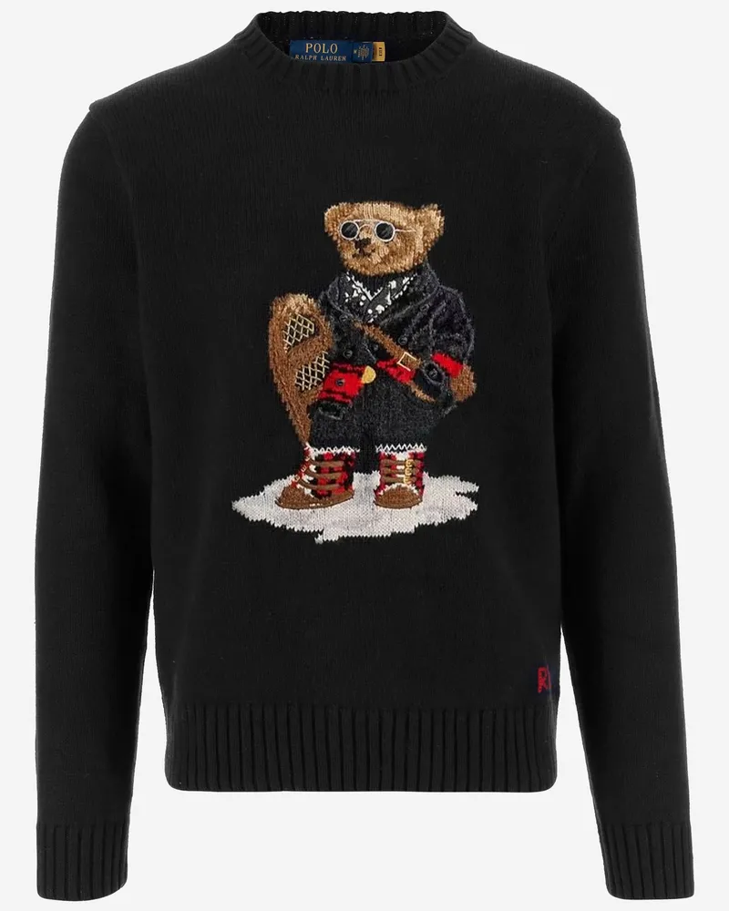 Ralph Lauren Pullover aus Baumwolle und Kaschmir mit Polobär Black