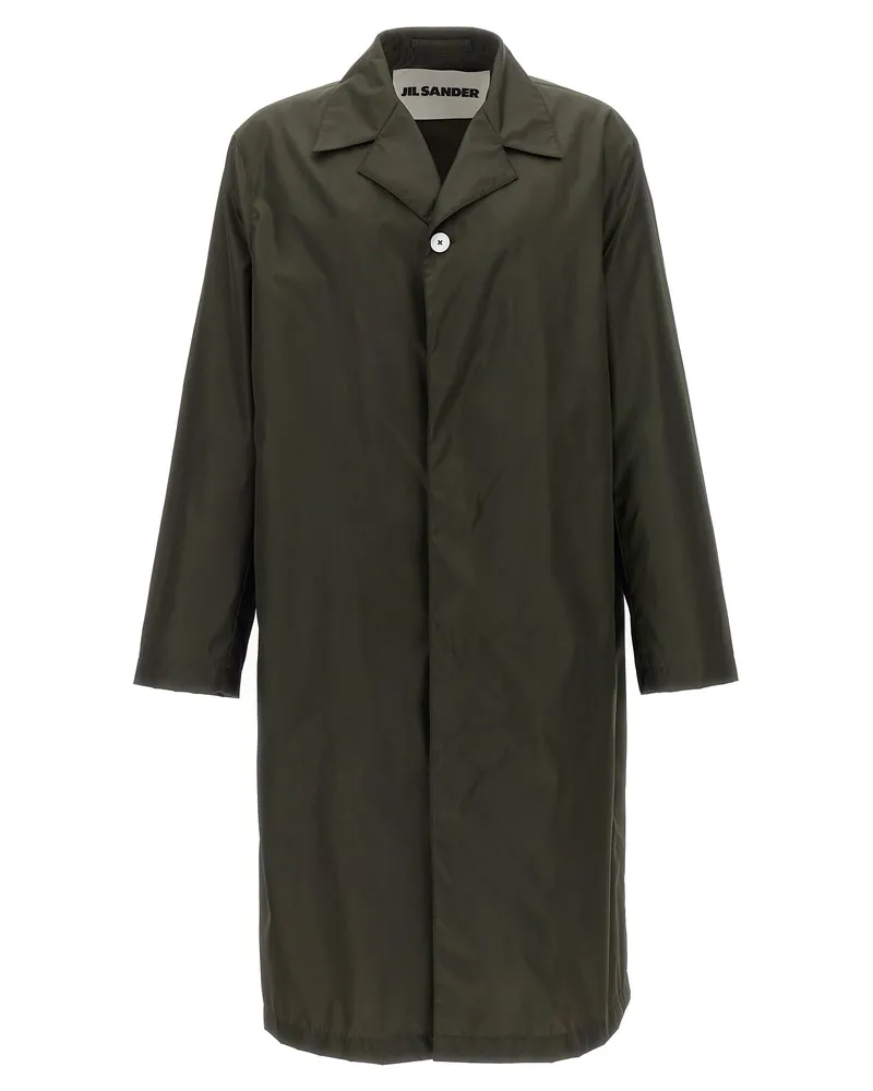 Jil Sander Single Breasted Trench Coat Green