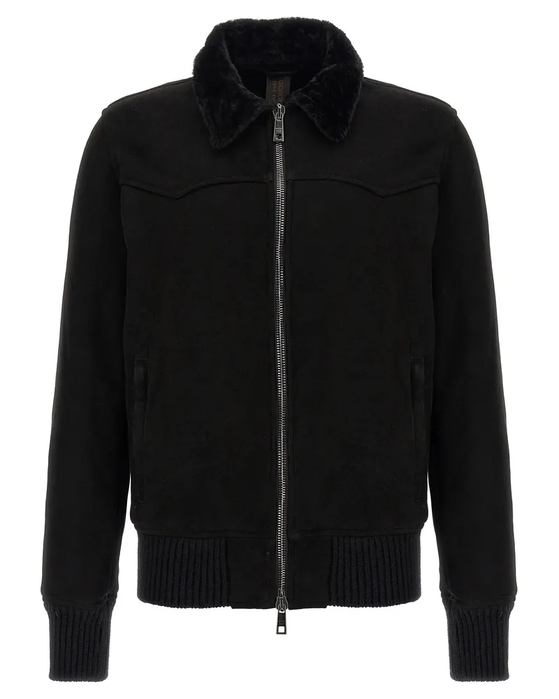 Giorgio Brato Sheepell Bomber Jacke Black