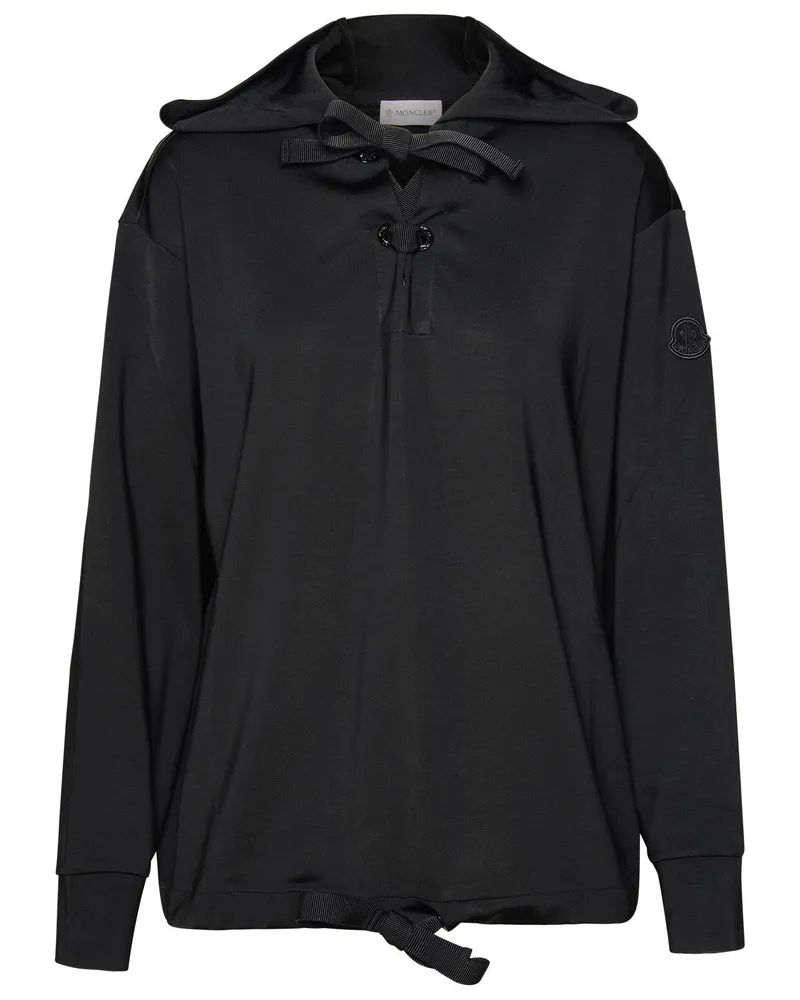 Moncler Black Viscose Hoodie Black