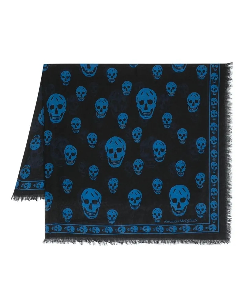 Alexander McQueen Alexander MC Queen Biker Schädel Seide Mischschal Schwarz