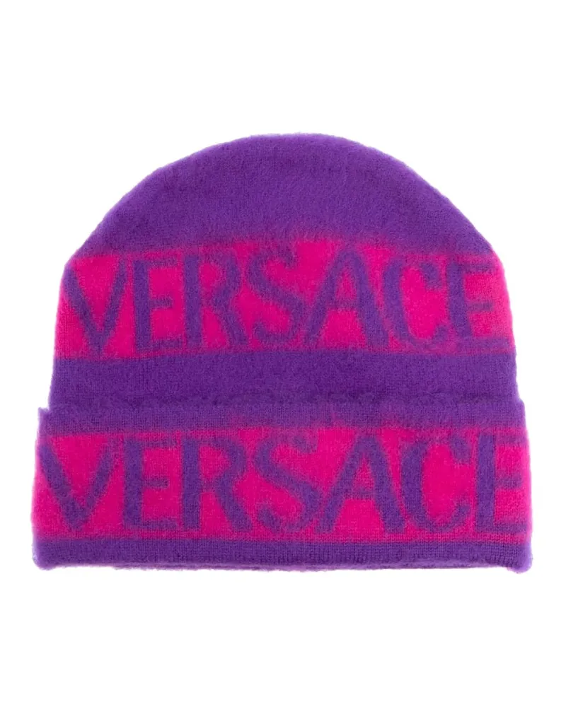 Versace Beanie Logo Streifen Multicolour
