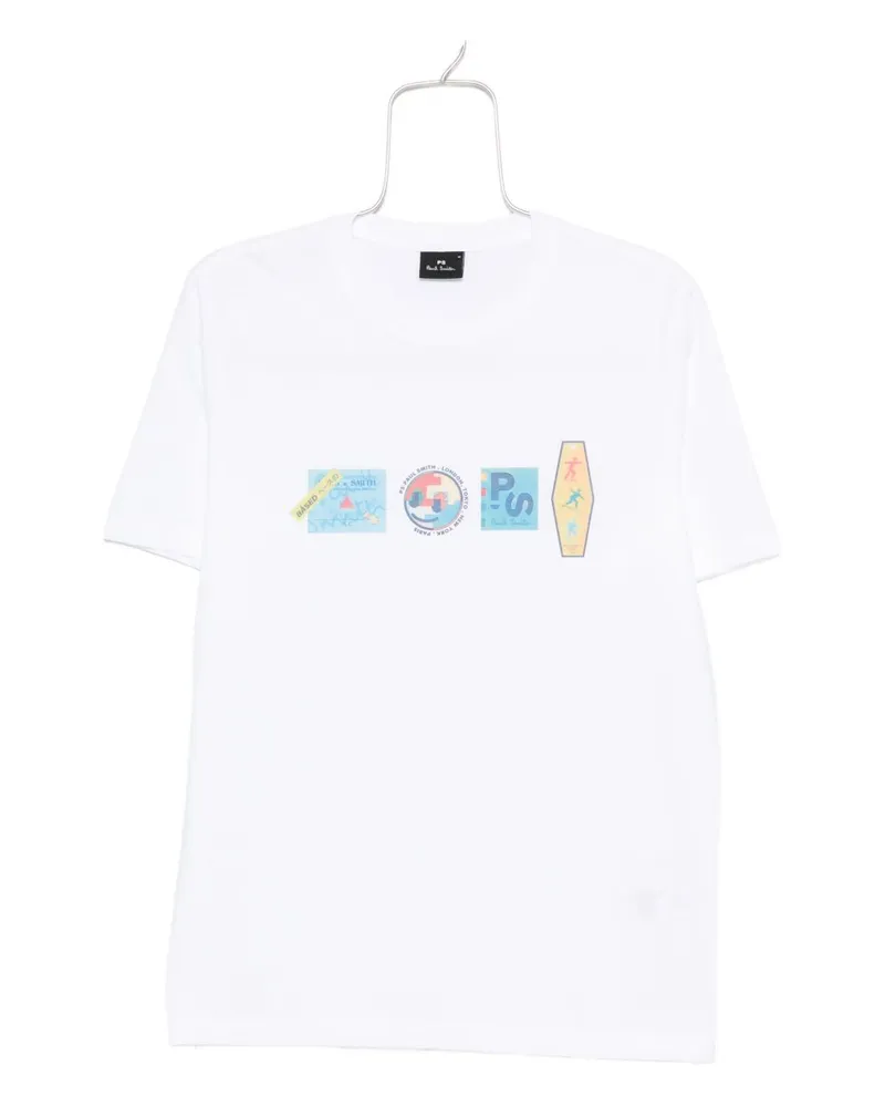 Paul Smith PS von Paul Smith Stickers Drucken Baumwoll -T -Shirt White