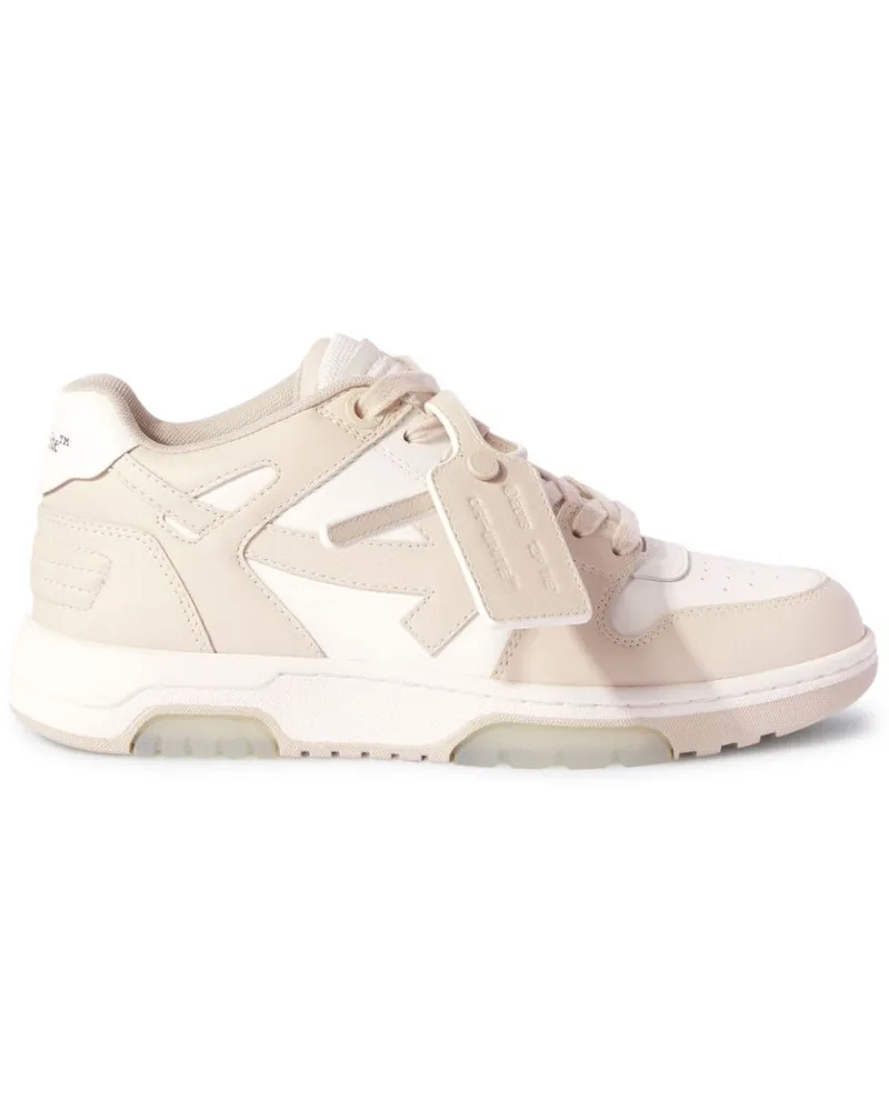 OFF-WHITE Aus weißer Leder -Sneaker aus dem Büro Beige