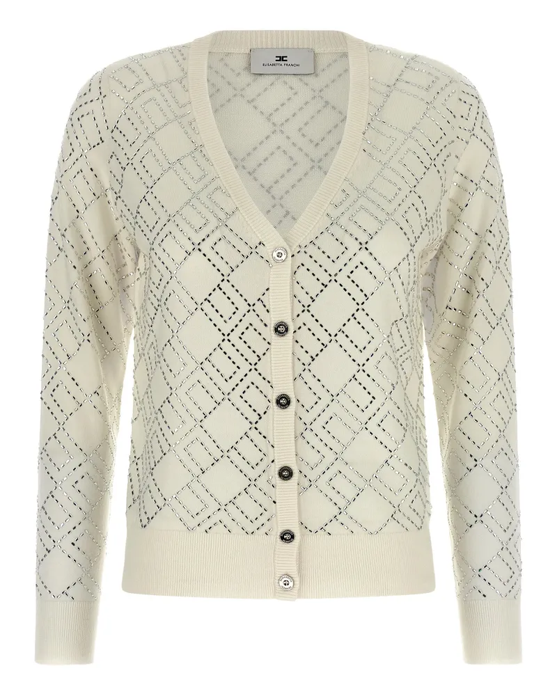 Elisabetta Franchi Crystal Cardigan White
