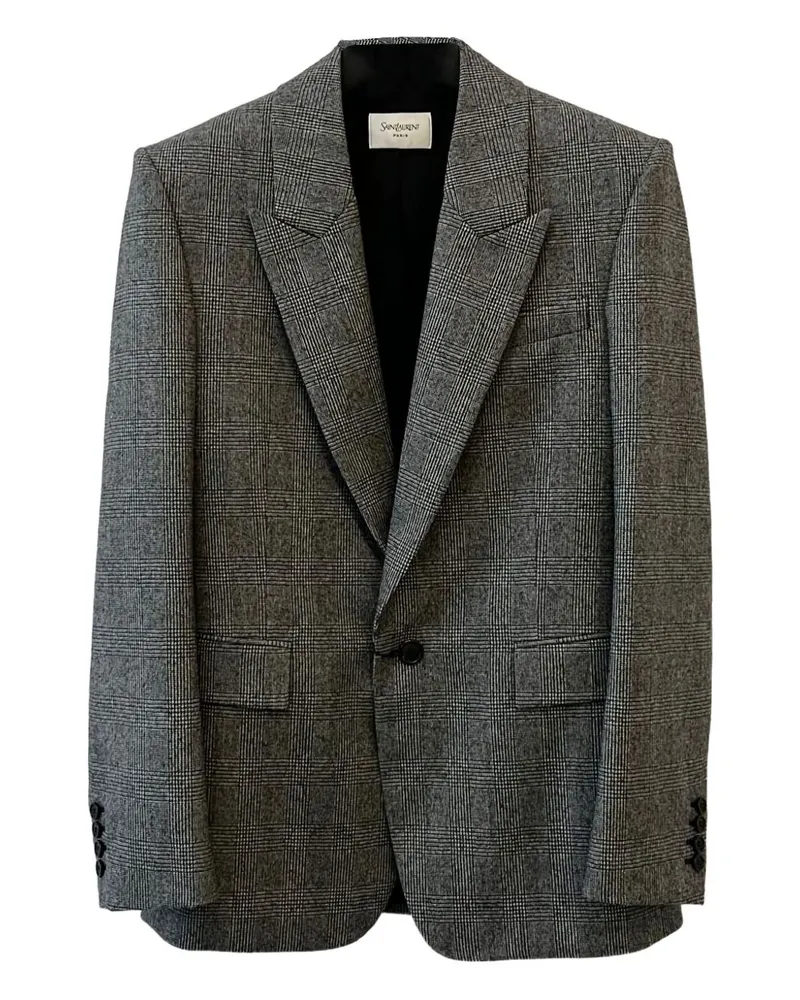 Saint Laurent Flanell Single Breasted Jacke Black