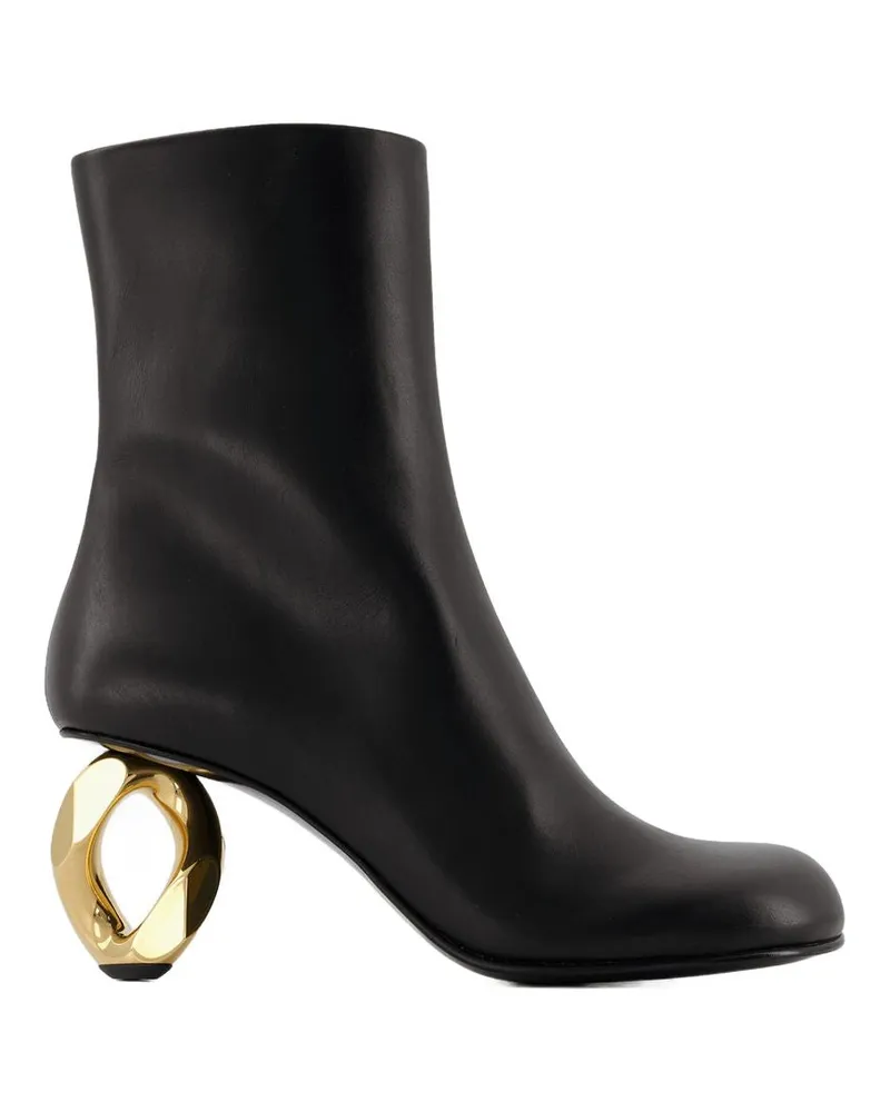 J.W.Anderson Ketten -Knöchelstiefel in schwarzem Leder Black