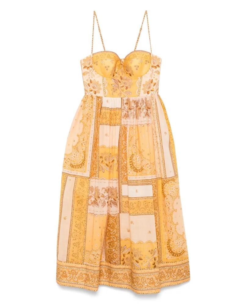 Zimmermann Lucky Corset Baumwollkleid Beige