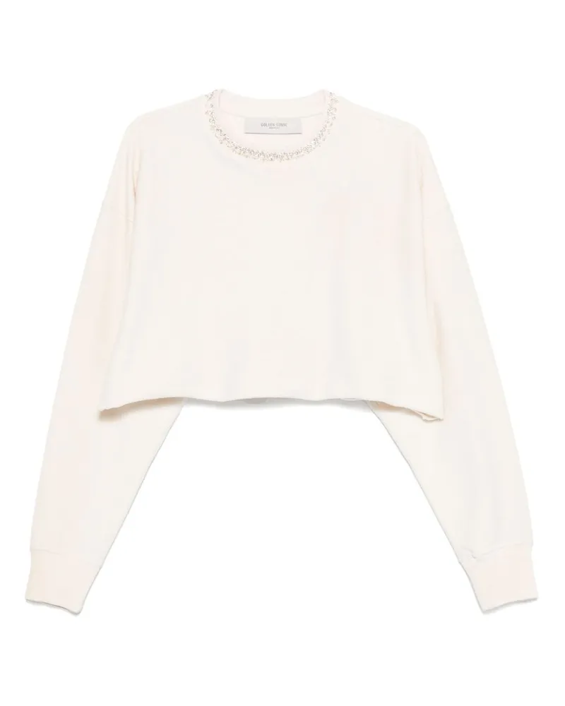 Golden Goose Goldener Gans Baumwoll -Sweatshirt geschnitten White