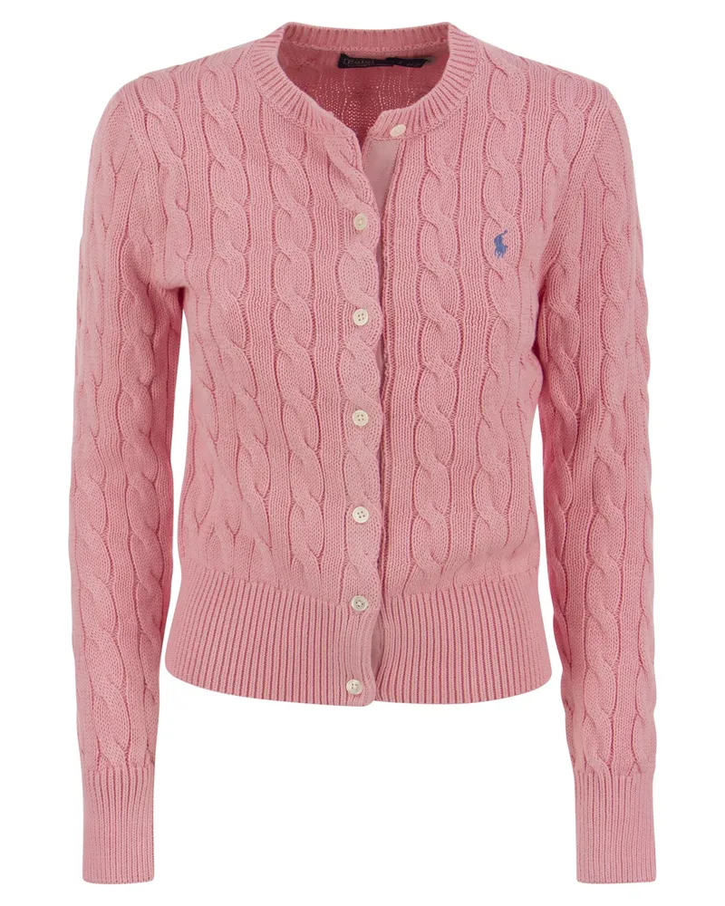 Ralph Lauren geflochtene Baumwoll -Strickjacke Pink