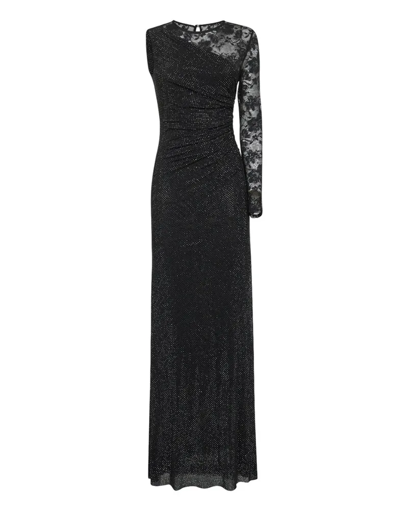 Self-Portrait Selbstporträt schwarzes Strassnetz und Spitze Maxikleid Black