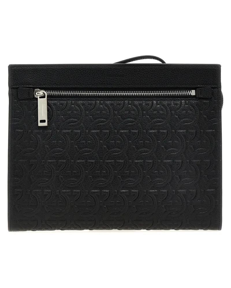 Ferragamo Gancini' Clutch Schwarz