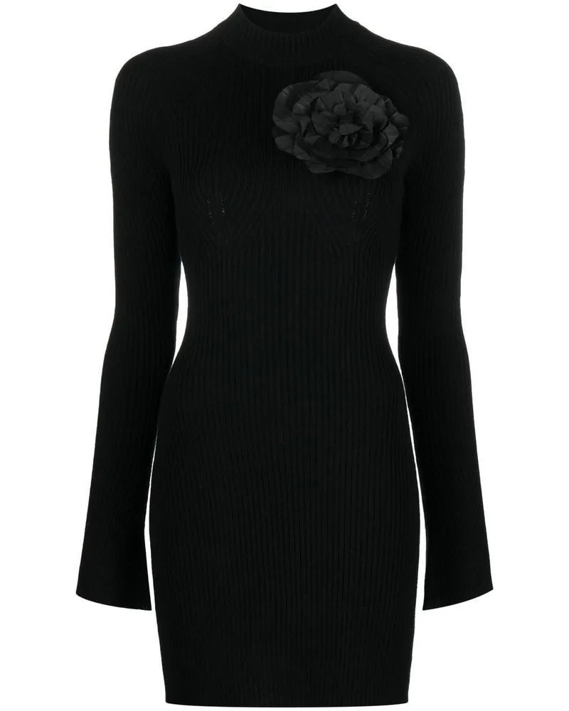 Blumarine kurzes Kleid mit Blumendekoration Black