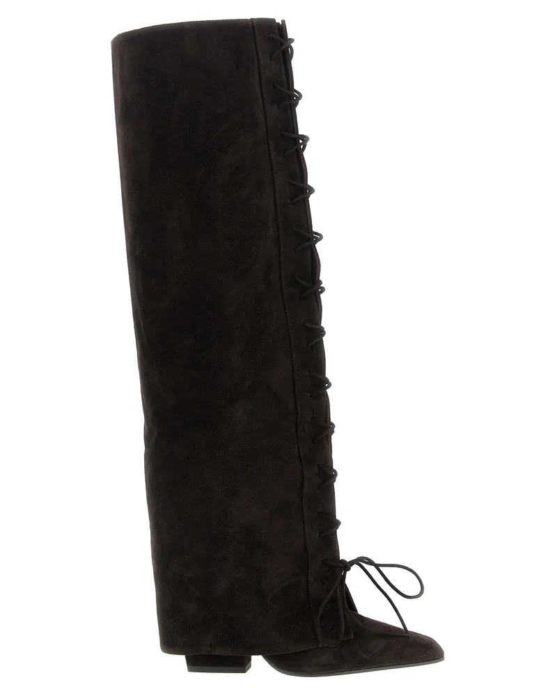 Paris Texas Jane faltete sich über Schnürstiefel Brown