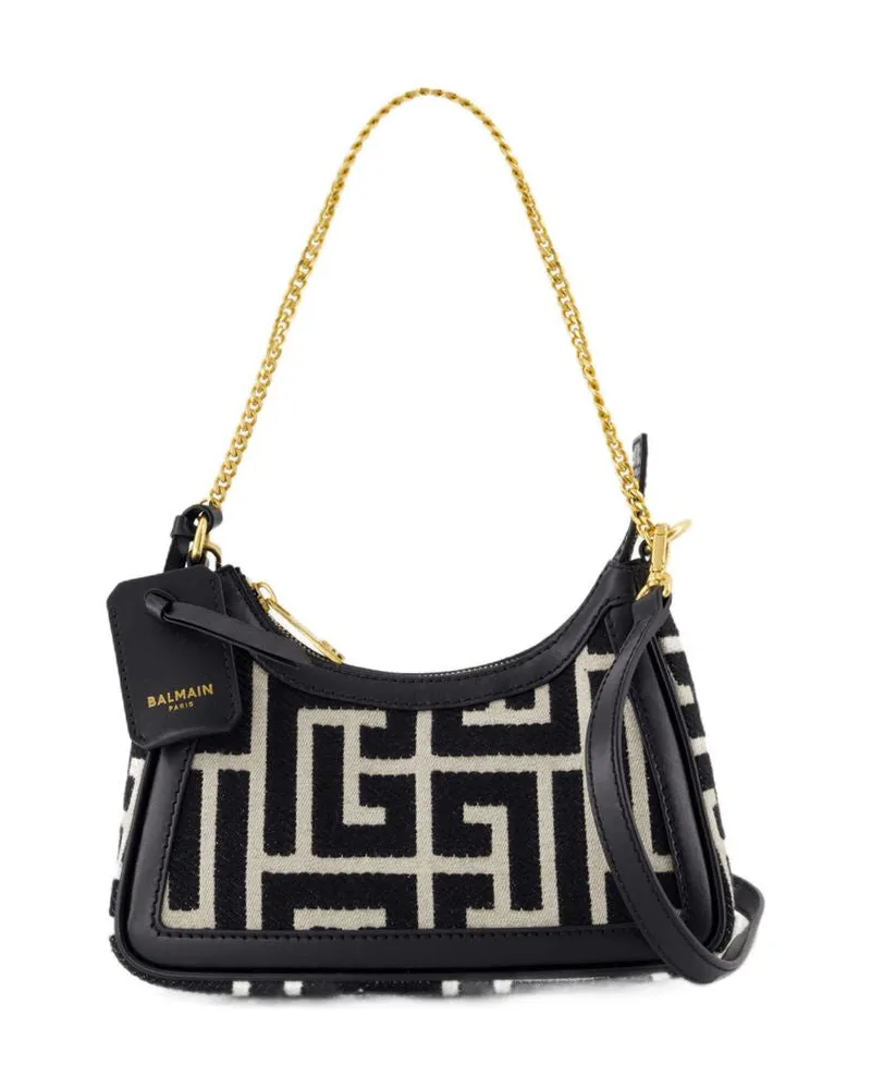 Balmain B Army Umhängetasche  Baumwolle Elfenbein/Schwarz Mehrfarbig