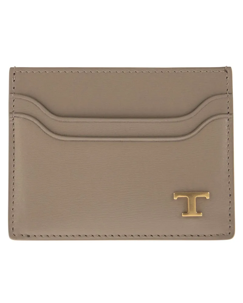 TOD'S Lederkartenhalter mit Logo Beige