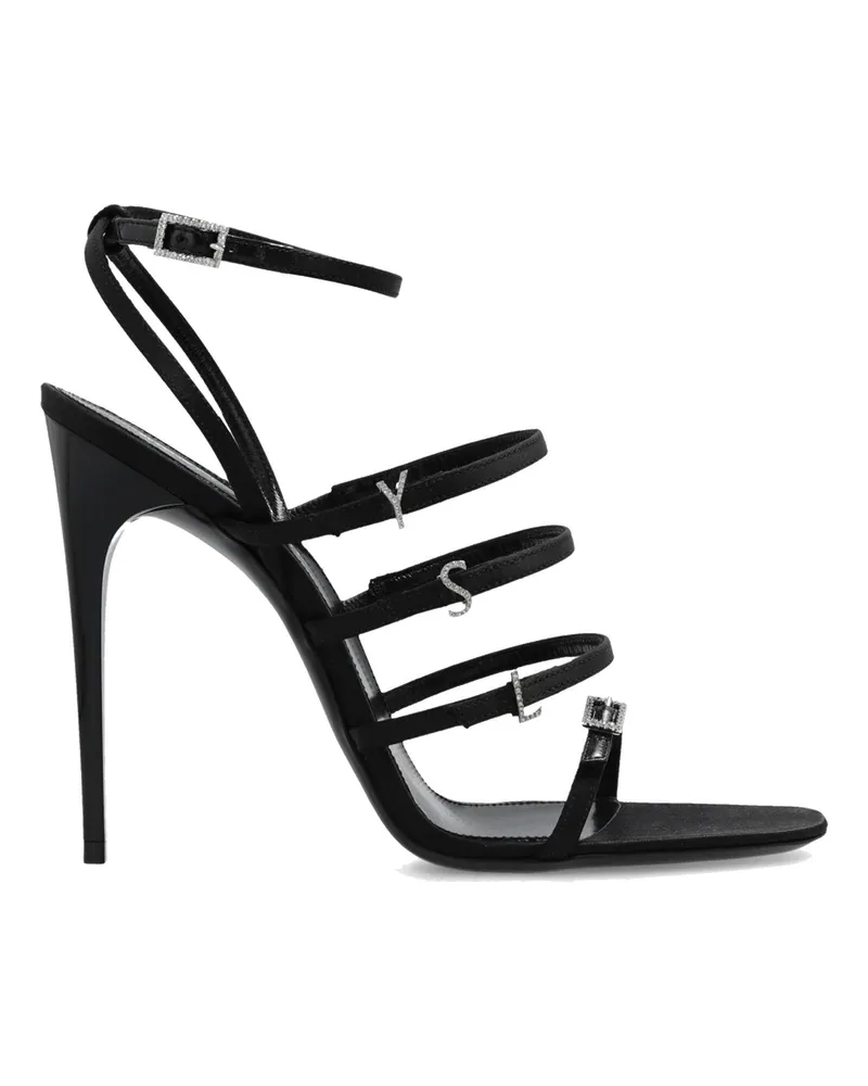 Saint Laurent Jerry Satin Sandalen Schwarz