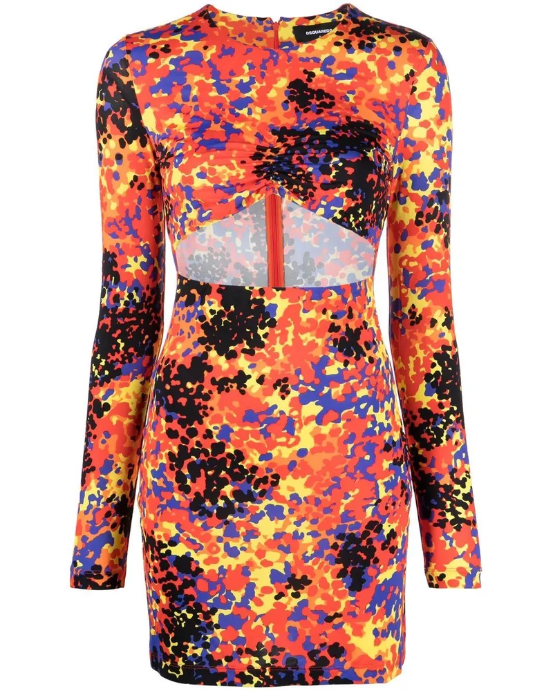 Dsquared2 gedrucktes kurzes Kleid ausgeschnitten Multicolour