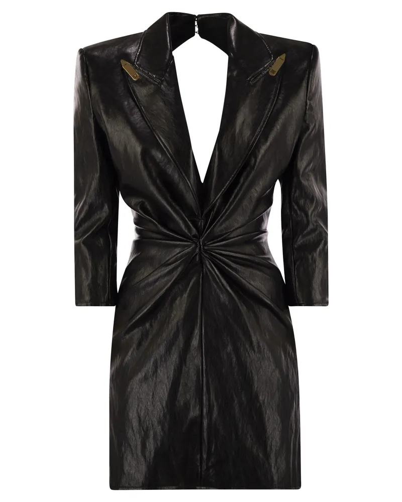Elisabetta Franchi Craquelé Dress With Lapels Black