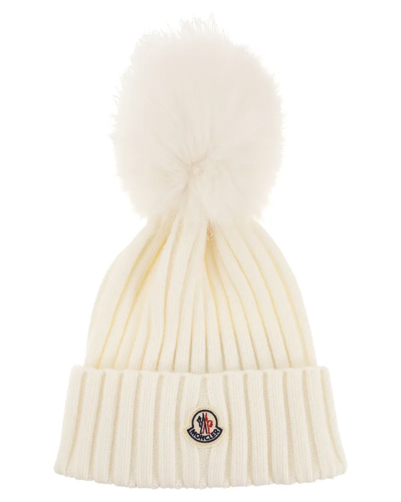 Moncler Wollkappe  mit synthetischer Pompom Natural