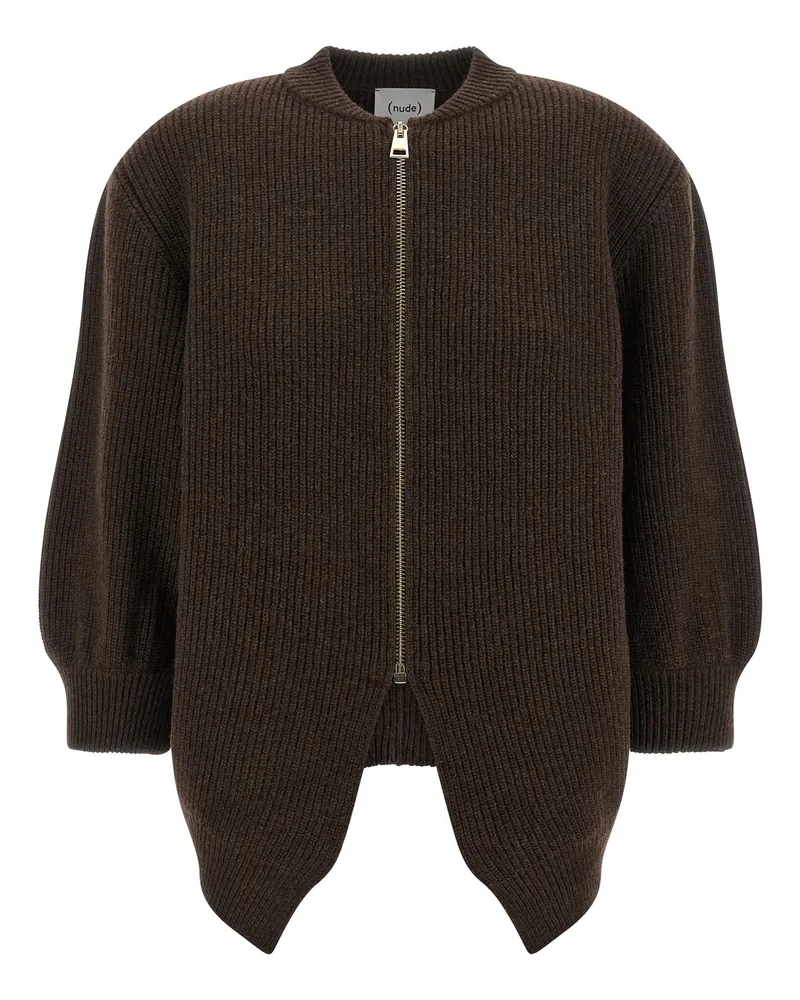 NUDE Nackt mit einer Strickjacke mit Stachel Brown