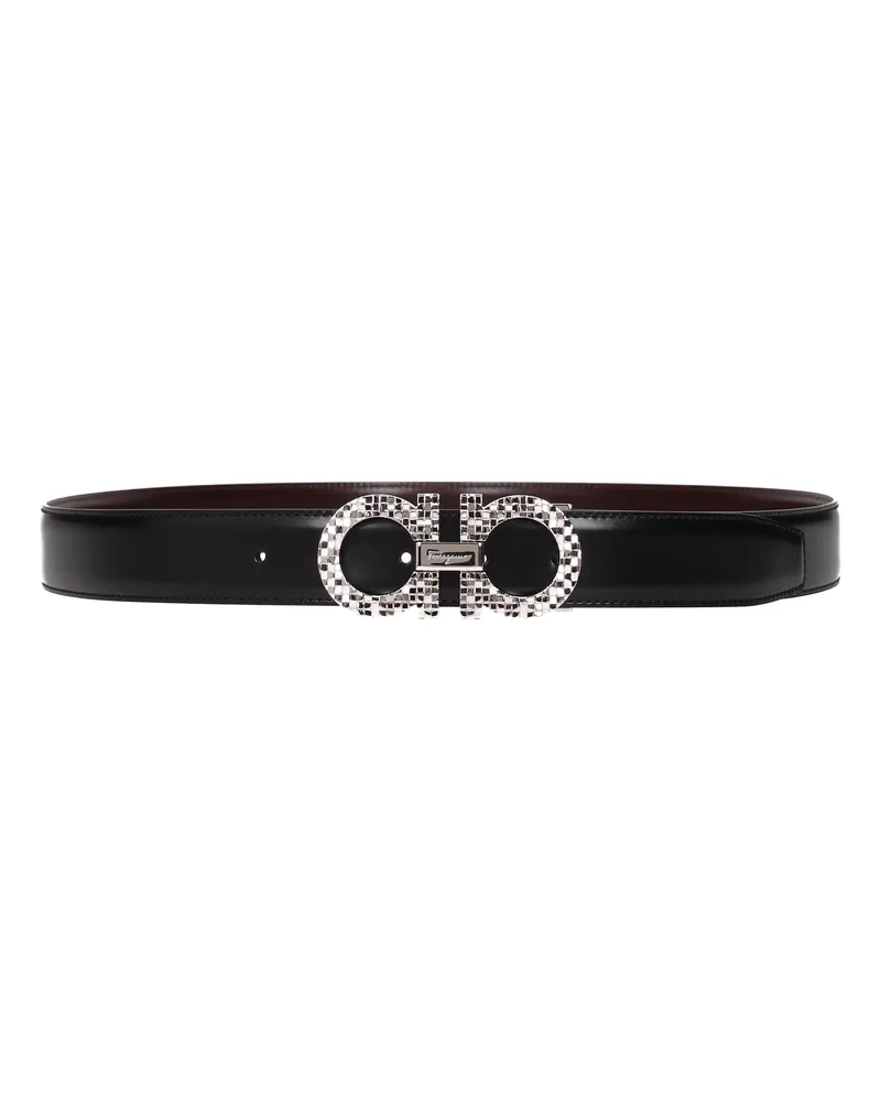 Ferragamo Männer 's Ledergürtel schwarz/Kupfer -