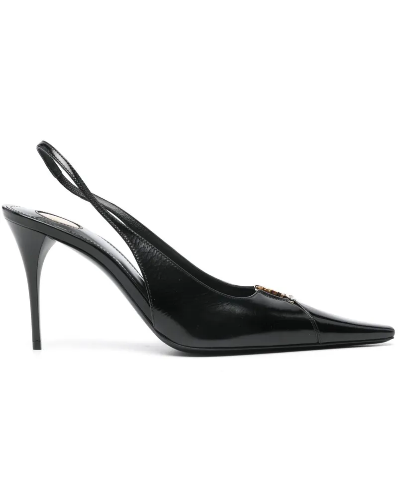 Saint Laurent Babylone Leder Slingback Pumps Black