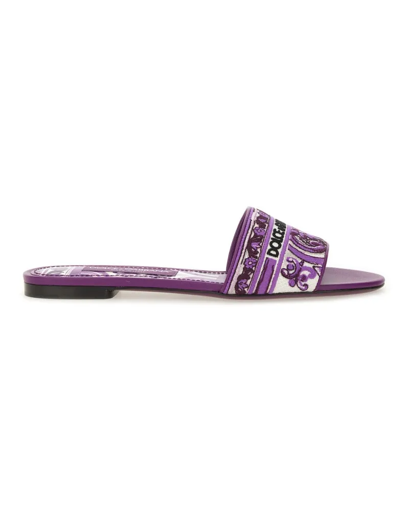 Dolce & Gabbana rutschen Sandale mit Stickerei Purple