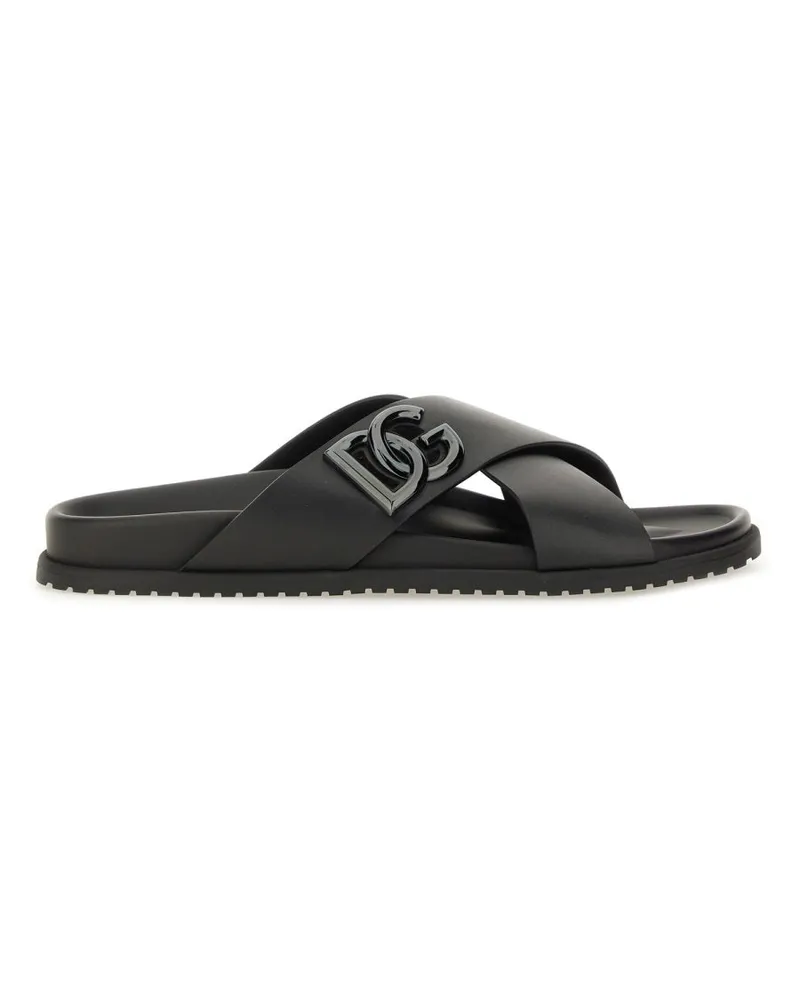 Dolce & Gabbana Kalbskalfellsandale Black