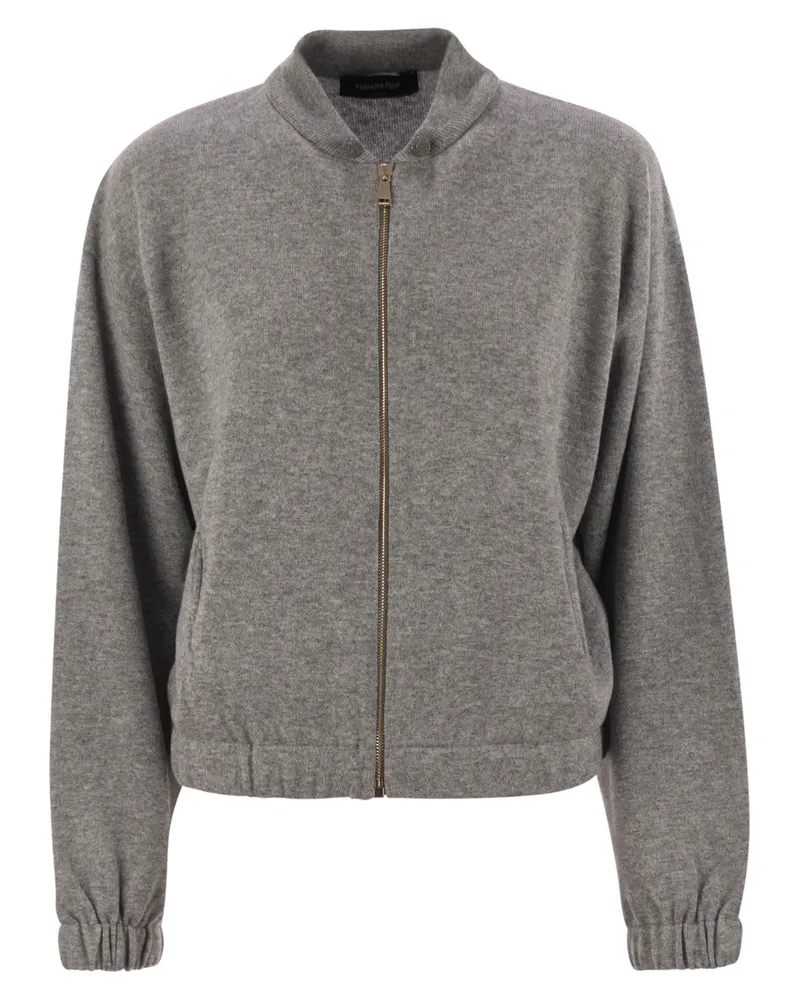 Fabiana Filippi Bomber Jacke in Platin mit Kugelstiften Grey