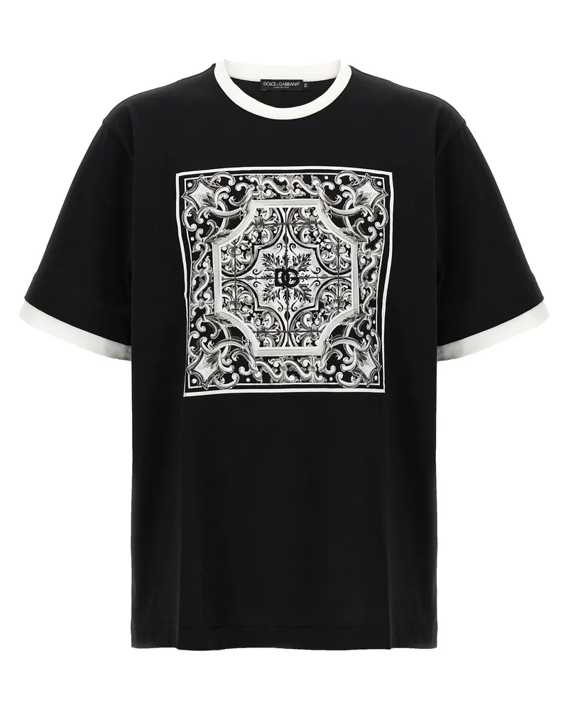 Dolce & Gabbana Maiolica' Print T -Shirt White