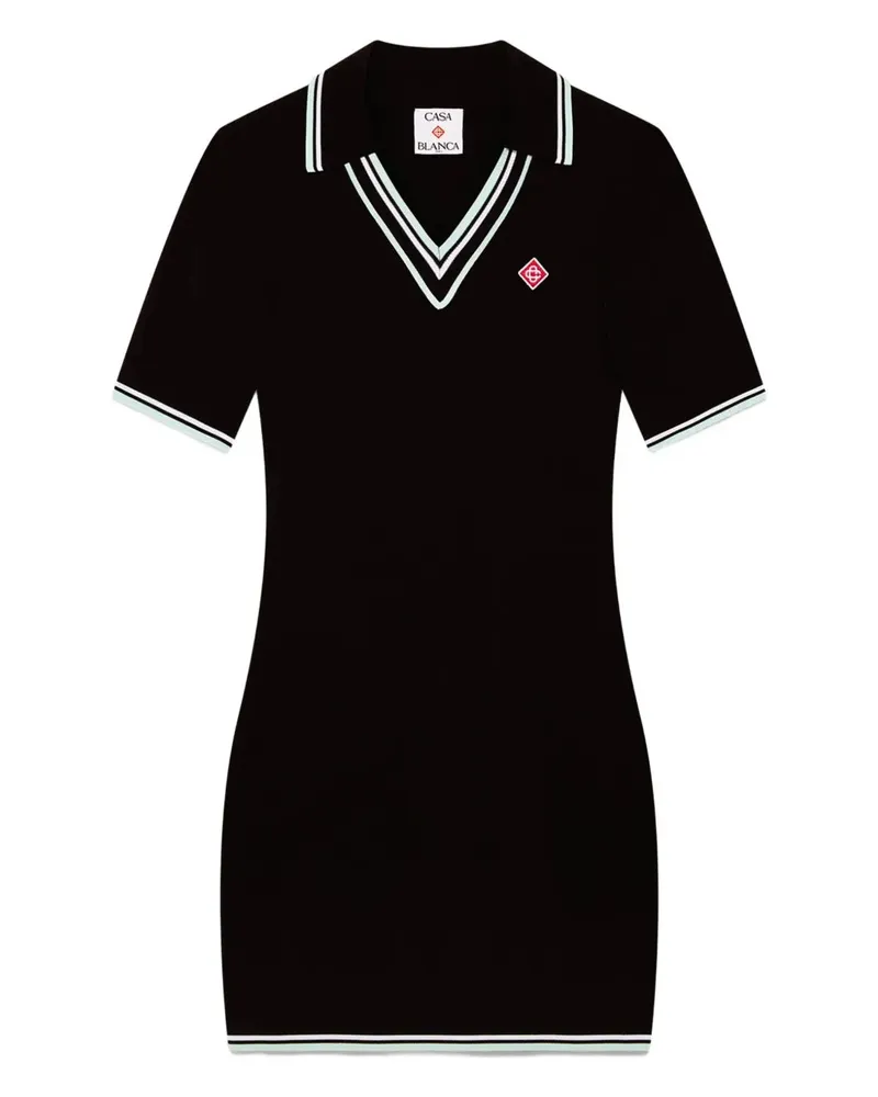 Casablanca Paris Geripptes Rollkragenkleid von Black