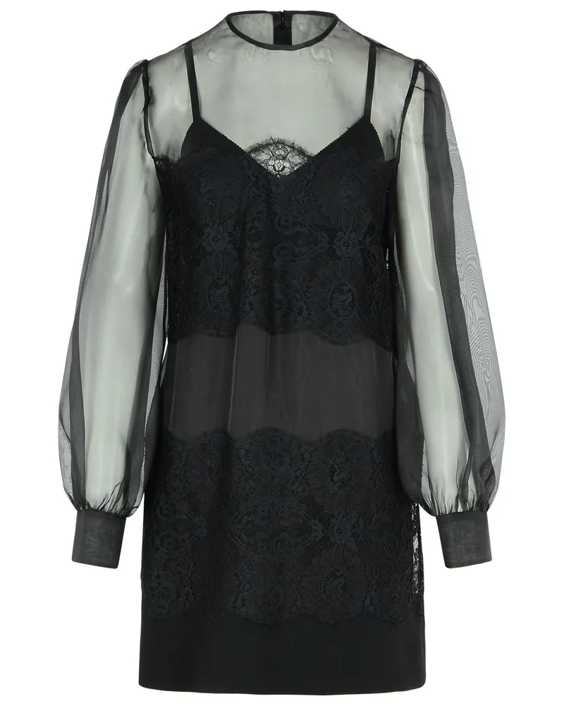 Dolce & Gabbana Black Seiden Organza Kleid Black