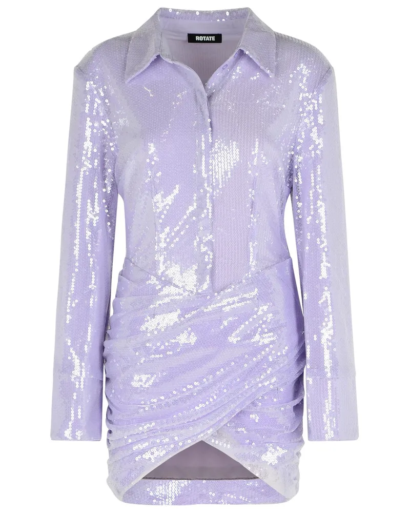 ROTATE Birger Christensen Drehen Sie Misty Lilac Polyester Pailletten -Mini -Kleid Liliac
