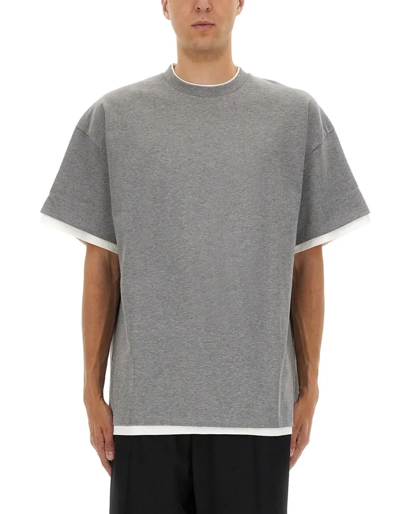 Jil Sander Jil Schleifer Doppelschicht -Baumwoll -T -Shirt Grey