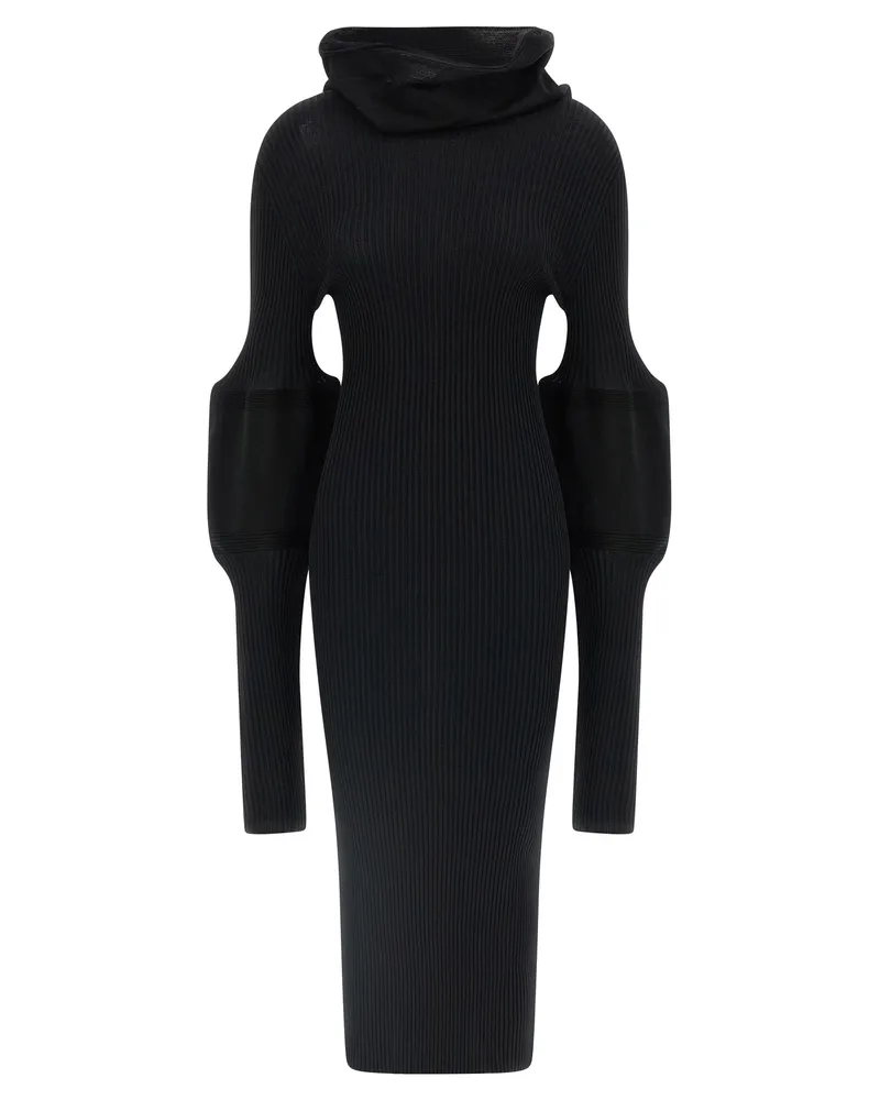 Issey Miyake dünnes und dickes Strickkleid Black