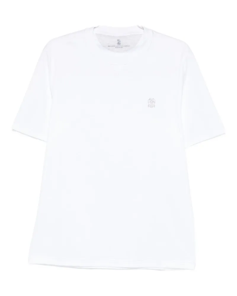 Brunello Cucinelli T-Shirt aus Baumwolle mit Logo White
