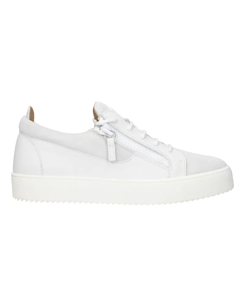 Giuseppe Zanotti Herrens Sneakers aus weißem/hellgrauem Leder -