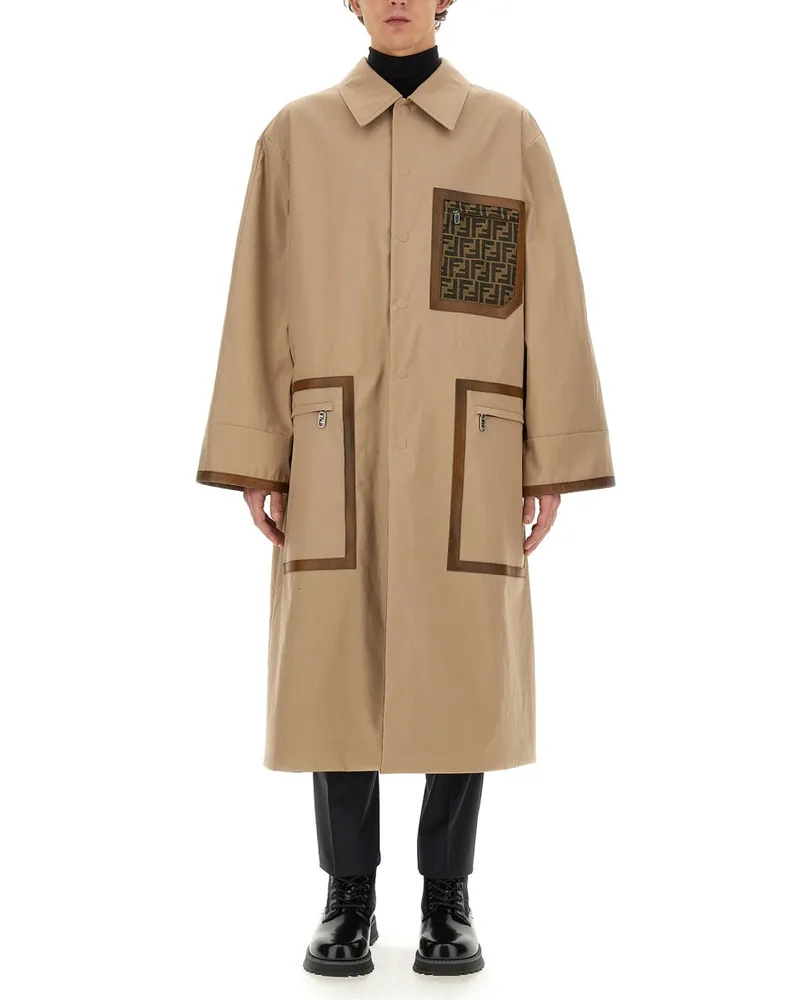 Fendi Stoff Trench Coat Beige