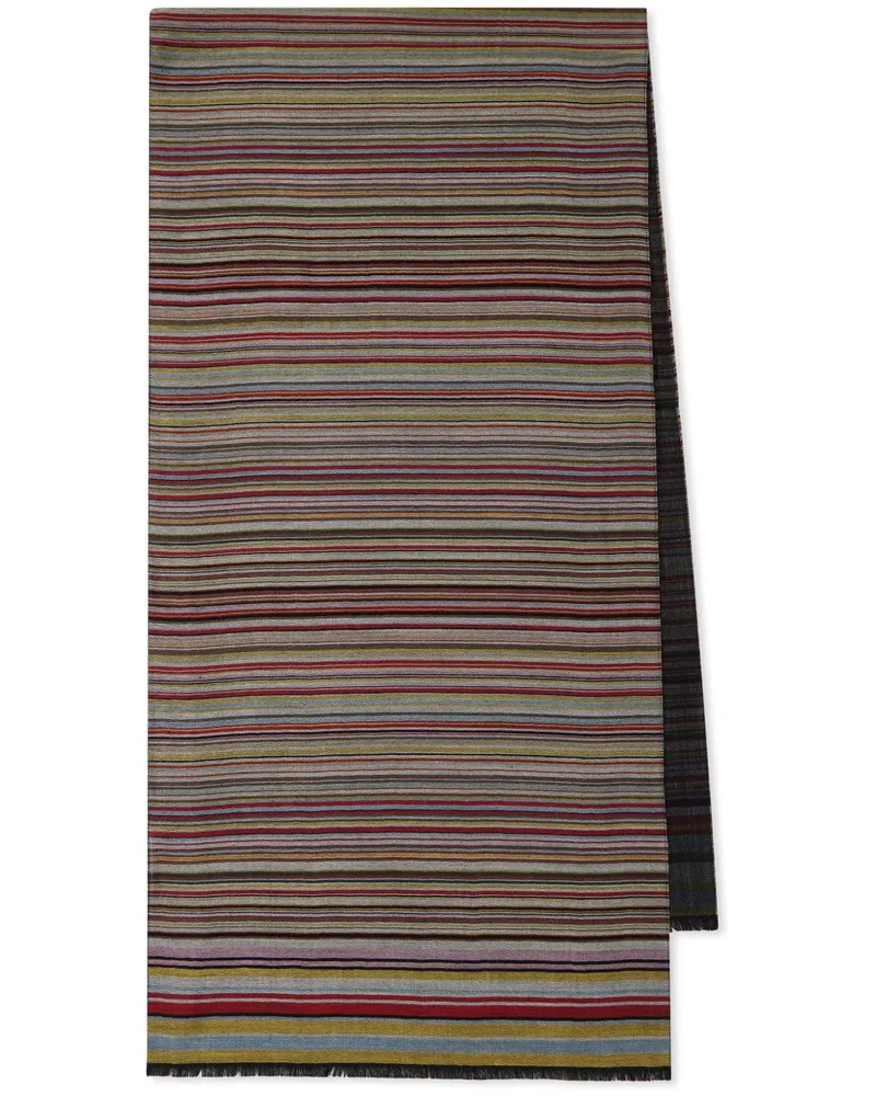 Paul Smith Signature Streifenwolle und Seidenschal Multicolour