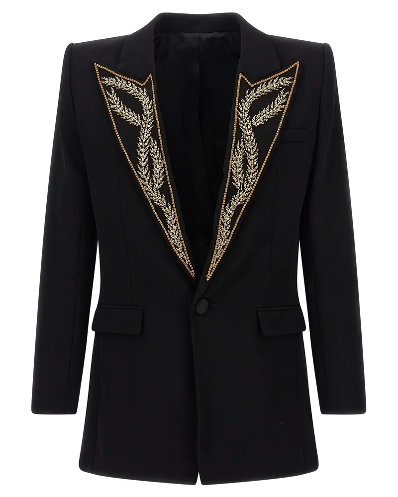Balmain Leaf Stickerei Blazer Black