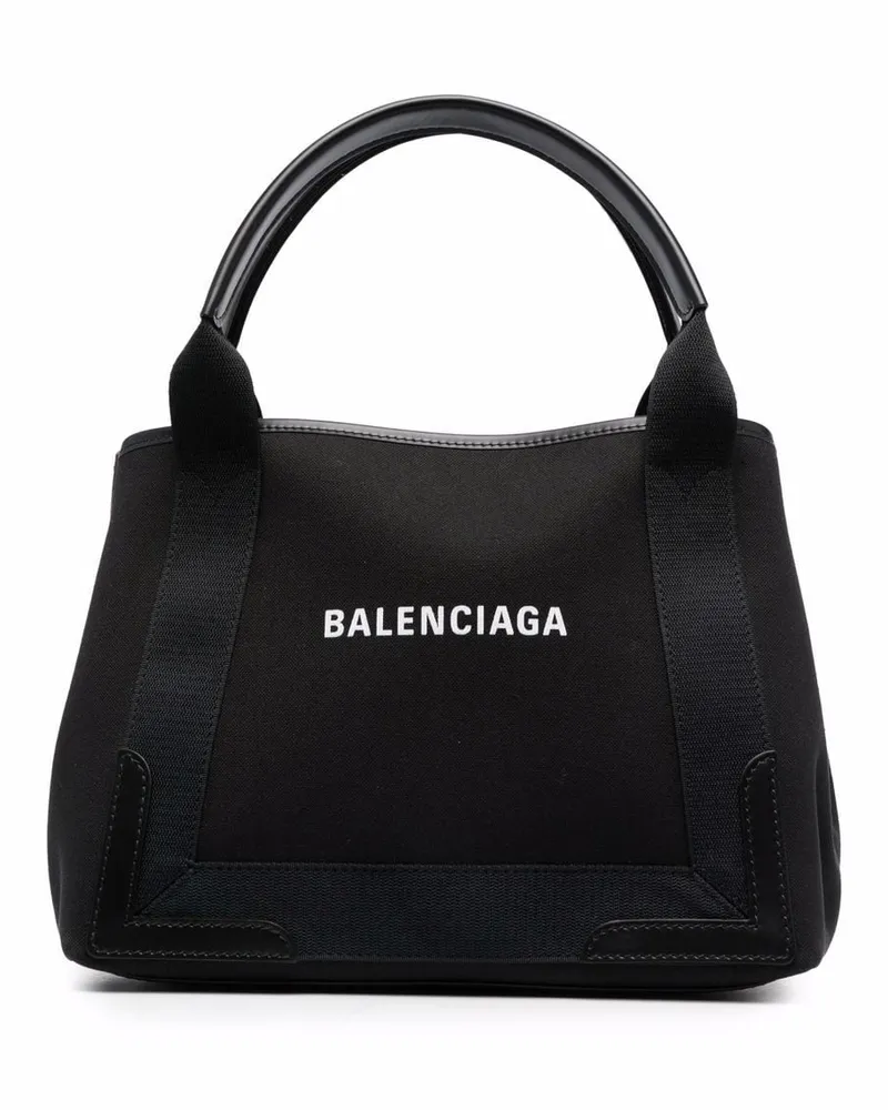 Balenciaga Navy Cabas Small Canvas Tote Tasche Black