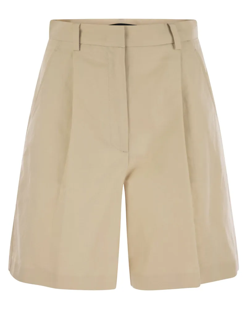 Max Mara Ecuba Baumwoll- und Leinen -Bermuda -Shorts Ivory