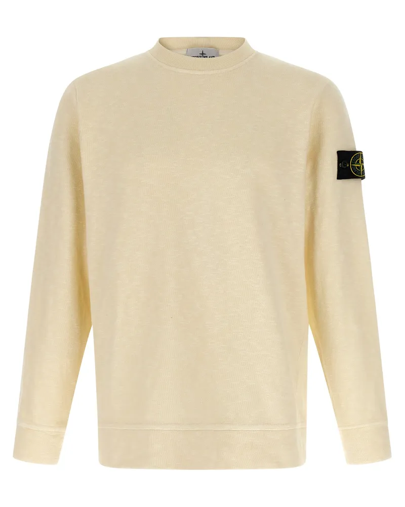 Stone Island Logo Abzeichen Sweatshirt Beige