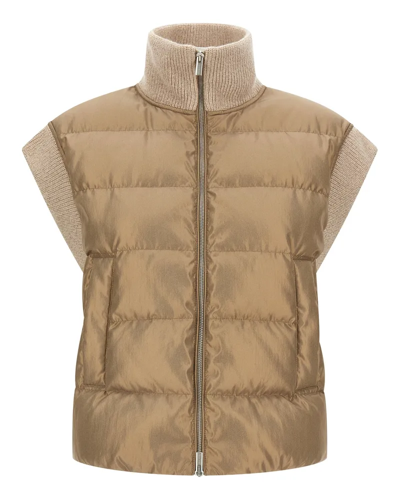 Peserico Lurex Tricot Weste Beige
