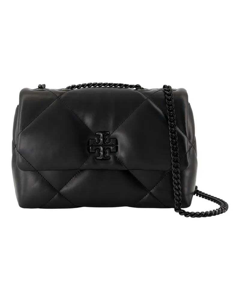 Tory Burch Kira Diamond Pulver kleiner Cabrio -Tasche e Leder schwarz Schwarz