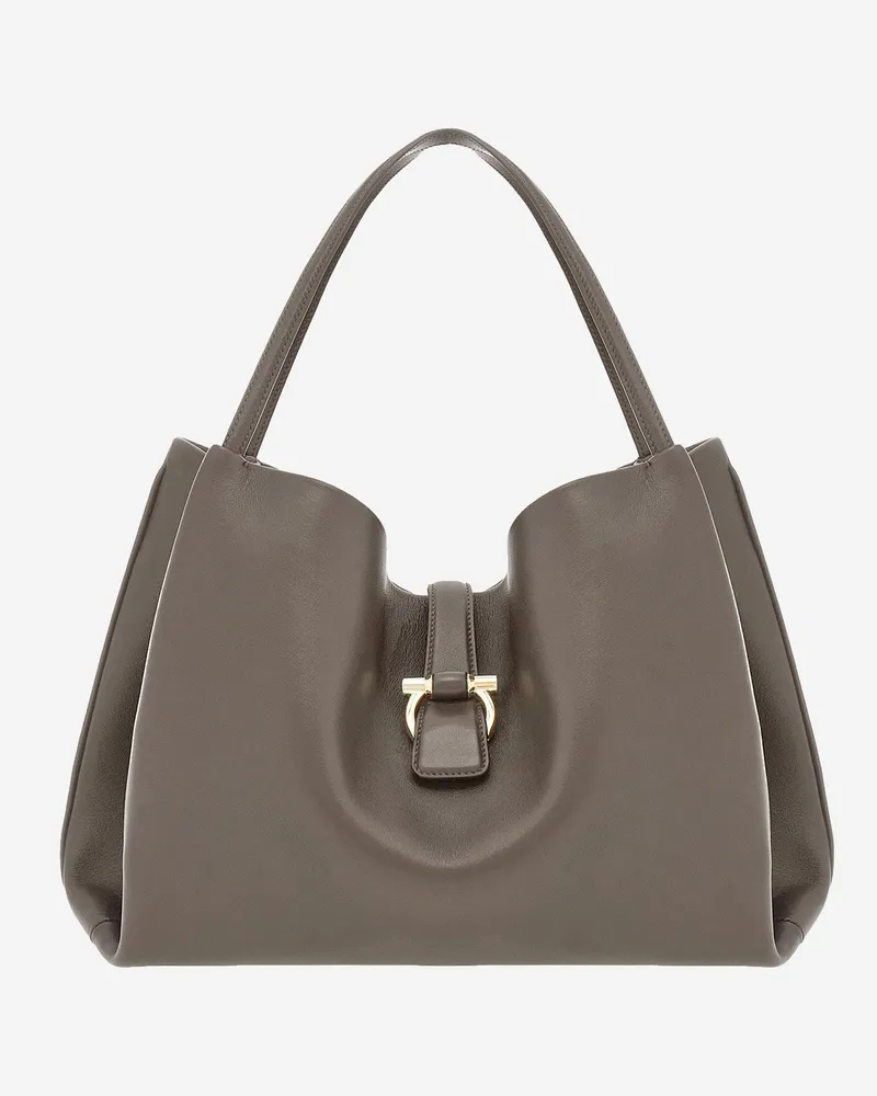 Ferragamo Leder Umhängetasche Khaki